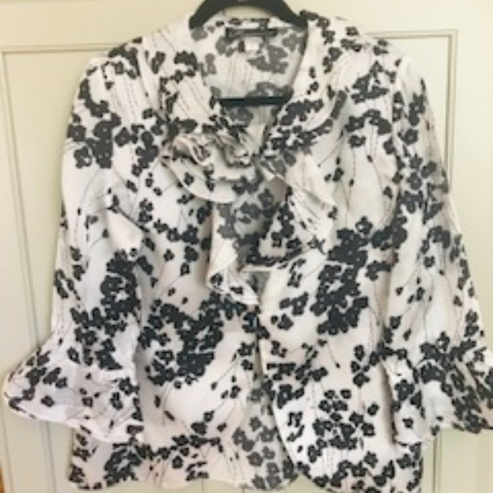 Frescara Toronto Silk Black & White Floral Top - Picture 4 of 8